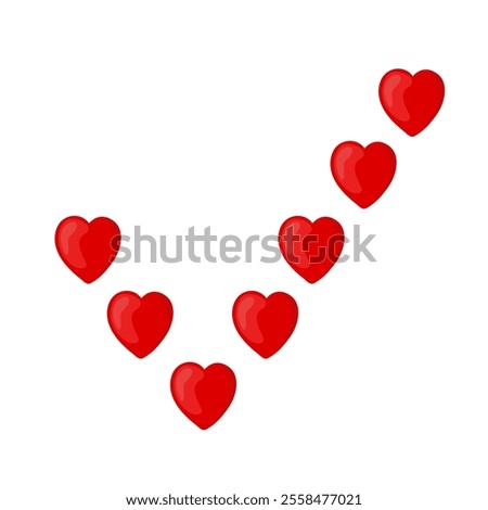 Checkmark done red hearts on white background Badge for Valentine's Day, Mother's Day or International Women's Day card, cover, poster. Declaration of love in vector