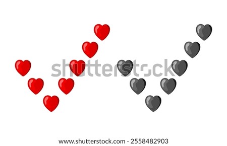 Checkmarks made of hearts on white background Badge for Valentine's Day, Mother's Day or International Women's Day greeting card, cover, poster. Declaration of love in vector