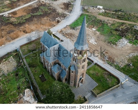 Similar – Image, Stock Photo church in Manheim, a village that is being demolished for open-cast lignite mining, view through a hole in a brick wall