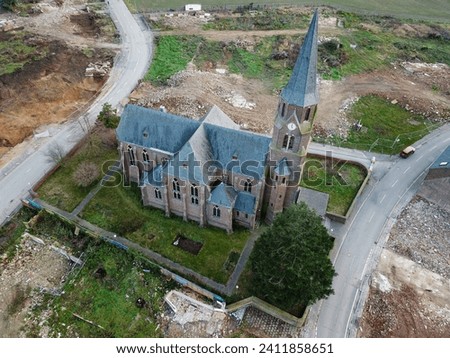 Similar – Image, Stock Photo church in Manheim, a village that is being demolished for open-cast lignite mining, view through a hole in a brick wall