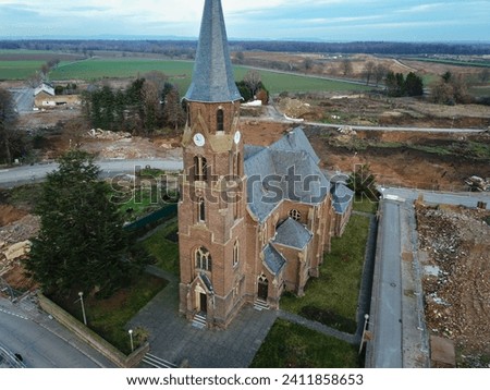 Similar – Image, Stock Photo church in Manheim, a village that is being demolished for open-cast lignite mining, view through a hole in a brick wall