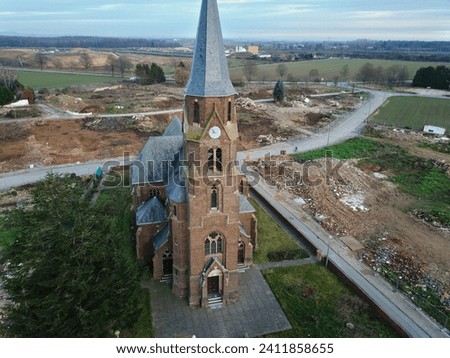 Similar – Image, Stock Photo church in Manheim, a village that is being demolished for open-cast lignite mining, view through a hole in a brick wall