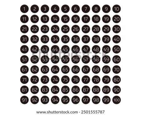 Designs of Numbers 1-100 Using Circles