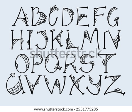 spider font shaped alphabet set