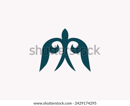 Kazakh national ornament. Vector modern isolated element on dark blue background. Asian floral abstract element of the national pattern.