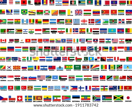 flags of the world. world flag vector illustration. rectangle design. square design. Vector illustration stock set