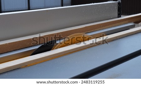 Similar – Image, Stock Photo Male woodworker cutting wood in workshop
