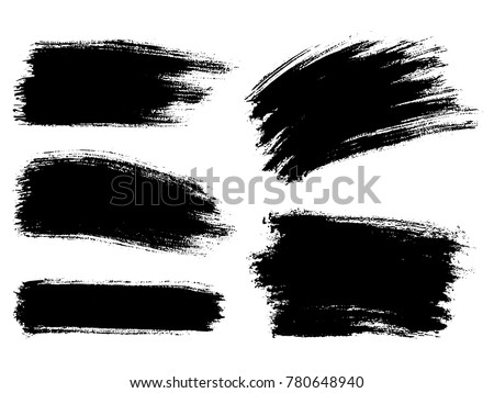 Painted grunge stripes set. Black  labels, background, paint texture. Brush strokes vector. Handmade design elements.