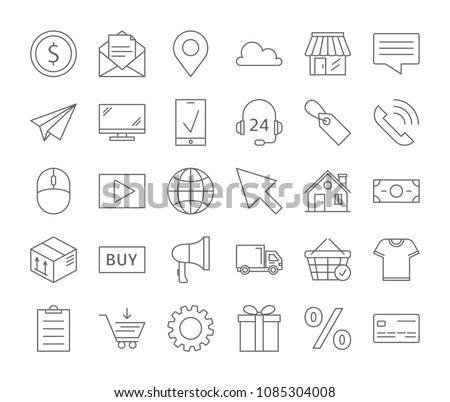 Omnichannel icons set. Line illustrations on white.