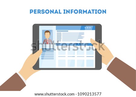 Personal information concept illustration. Data on smartphone.