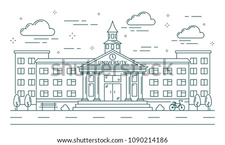University line building illustration on white background.