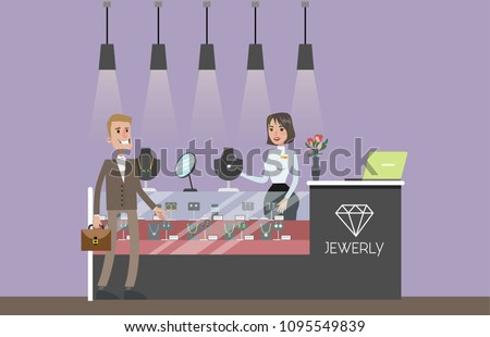 Jewelry store building interior with workshop and customer service.