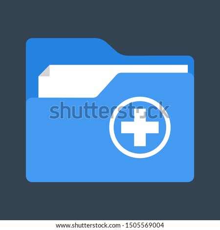 Medical folder icon. Health history, file with medical documentation. Isolated flat vector illustration