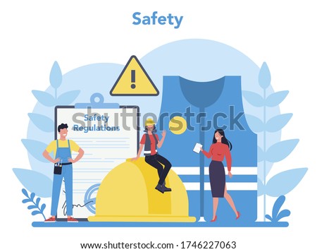 OSHA concept. Occupational safety and health administration. Government public service protecting worker from health and safety hazards on the job. Isolated flat vector illustration