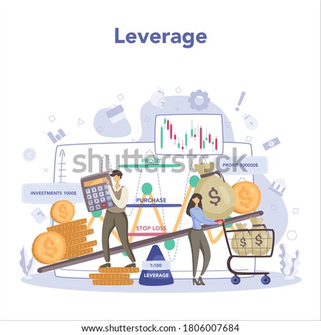 Trader, financial investment concept. Stock market leverage. Increase and finance growth. Vector illustration in flat style Stock foto © 
