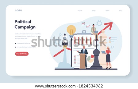 Politician web banner or landing page . Political compaign. Idea of election and governement. Democratic governance. Isolated flat illustration