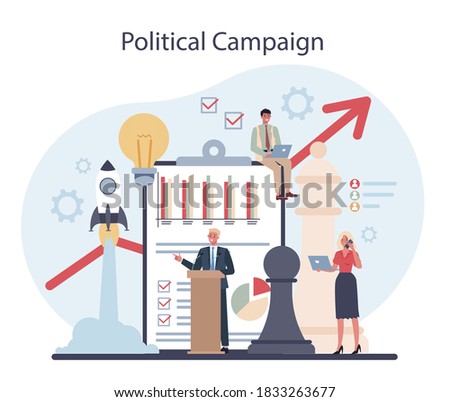 Politician concept. Political compaign. Idea of election and governement. Democratic governance. Isolated flat illustration