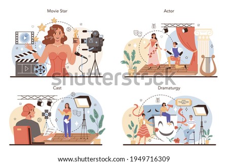 Actor and actress concept set. Theatrical performer or movie production cast