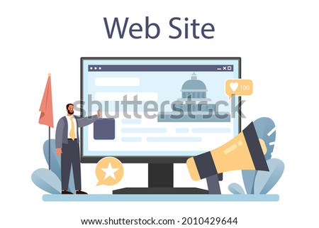 Government PR online service or platform. Political party or political institutions public administration and promotion. Website. Flat vector illustration