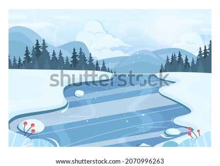Similar – Image, Stock Photo frozen river and frozen bulrush