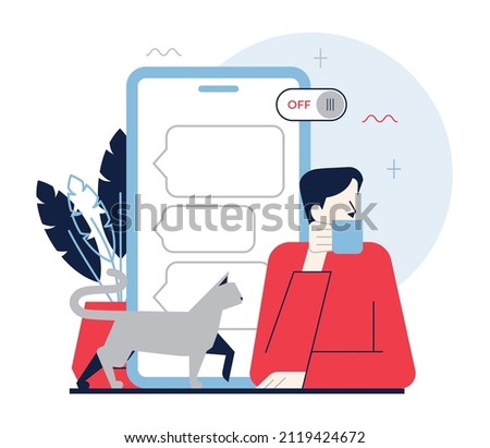Information and digital detox. Characters taking rest from digital devices. Disconnected gadget. Healthy ballanced life with modern technology. Flat vector illustration