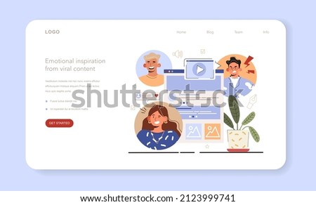 Blog promotion guidance. How to attract the audience to your blog. Visual content tips. Emotional impression from viral content using. Digital advertising. Flat vector illustration