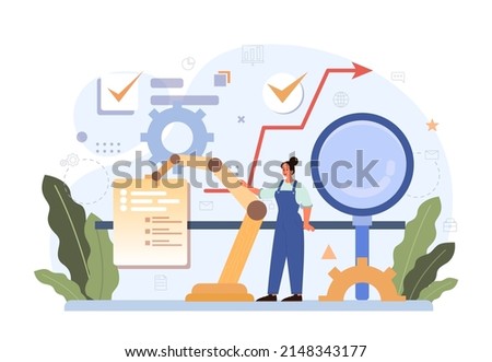 Diverse women in AI and STEM concept. Female character works with modern urban technologies. Woman scientist studying innovative areas. Vector illustration