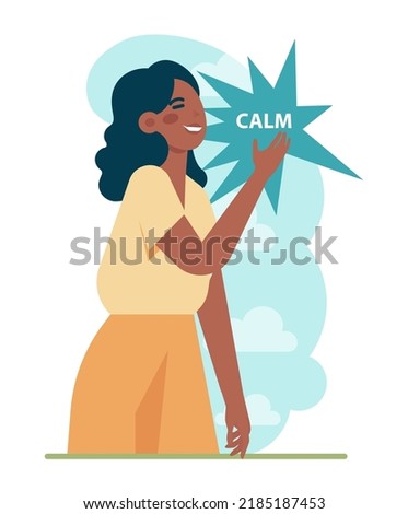 Happy and calm character. Idea of heart and mind harmony. Mental peace, relaxation, recreation and selftime. Flat vector illustration