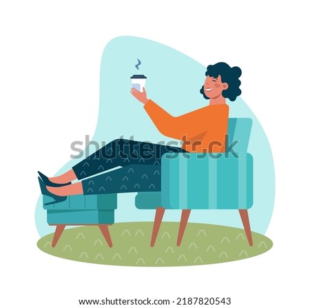 Happy and calm character. Idea of heart and mind harmony. Mental peace, relaxation, recreation and selftime. Flat vector illustration