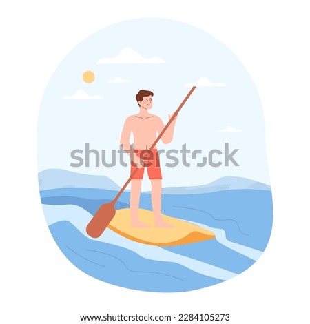 Similar – Image, Stock Photo Man standing on seaside and contemplating moment