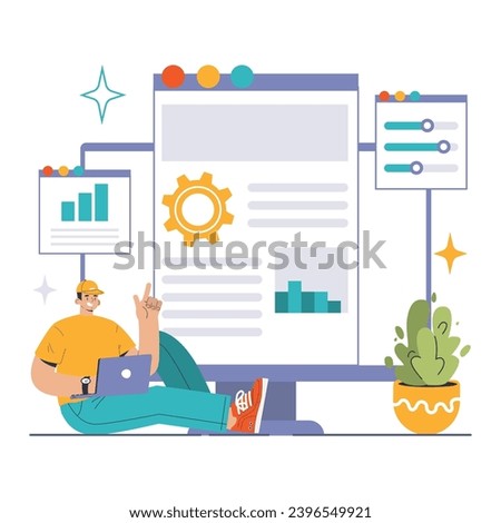 Content optimization concept. Analyzing and improving website information architecture. Data-driven approach for user engagement. Flat vector illustration.