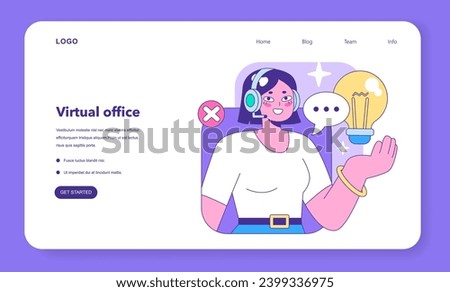 Customer support representative swiftly handles inquiries, balancing rejection and a bright idea in a digital world, all while maintaining a cheerful demeanor. Flat vector illustration.