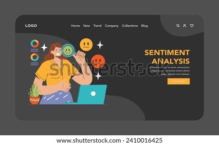 Customer feedback web banner or landing page dark or night mode. Consumer reviews. Sharing assessment of a purchased goods in social media blog, leaving a comment. Flat vector illustration