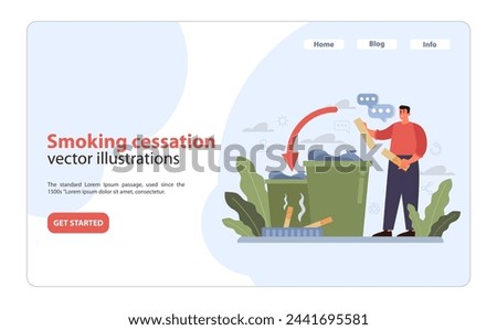 Smoking Cessation illustration. An individual discards cigarettes, taking a positive step towards quitting smoking for better health. Vector illustration.
