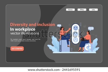 Digital feedback concept. Two women analyzing facial expressions for sentiment analysis. Positive and negative reactions. Workplace diversity. Flat vector illustration