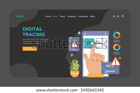 Software testing web banner or landing page dark or night mode. Code testing and debugging. IT specialist searching for bugs. Website and application development. Flat vector illustration