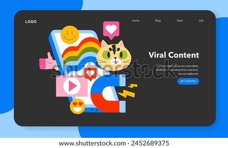 Viral Content concept. A captivating illustration showing the impact of shareable media and the essence of virality in digital spaces. Vector illustration