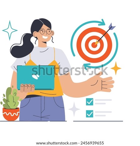 Digital expert showcases retargeting strategies, pinpointing returning customers. Engaging missed opportunities and refocusing marketing efforts. Flat vector illustration.