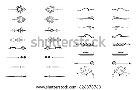 Decoration elements set on white background. Floral ornament.