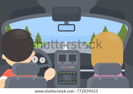 Similar – Image, Stock Photo Man driving from behind