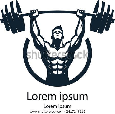  A man lifting a barbell on his shoulders logo