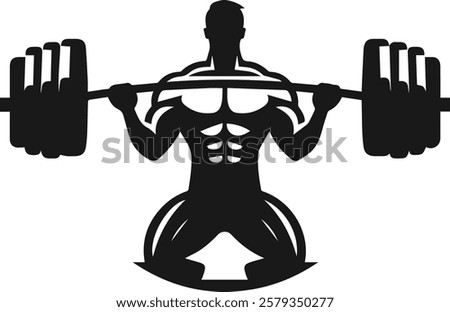 Strong Man Performing a Barbell Squat