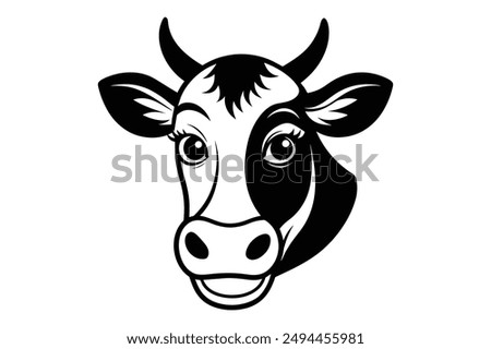 funny cow head silhouette. Vector, illustration