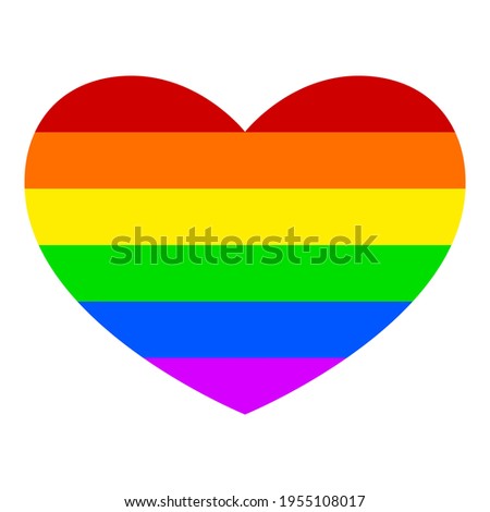 Icon of a LGBTQ+ and LGBTQ. Vector illustration. Rainbow hearts with shape isolated on white. Rainbow colors sign of LGBTQ+ and LGBTQ symbol. Human concept.