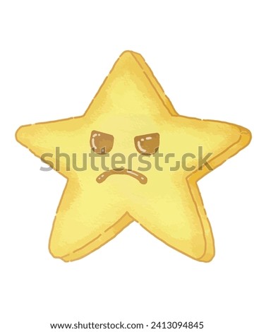 Angry cute stars kawaii roti kering