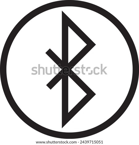 icon bluetooth black outline logo for web site design and mobile dark mode apps Vector illustration on a white background