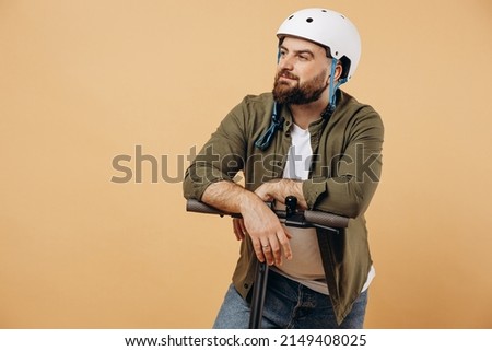 Similar – Image, Stock Photo Man with helmet riding custom motorbike