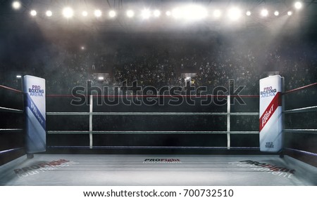 Boxing arena with blurred spectator and stadium light 3d rendering Сток-фото © 