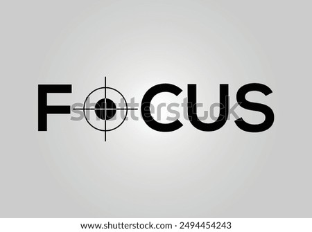 Focus wordmark logo - Focus Word replacing letter O symbol
