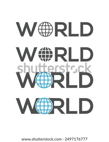 World wordmark logo - World replacing letter O symbol